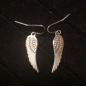 Silver Tone Feather Earrings